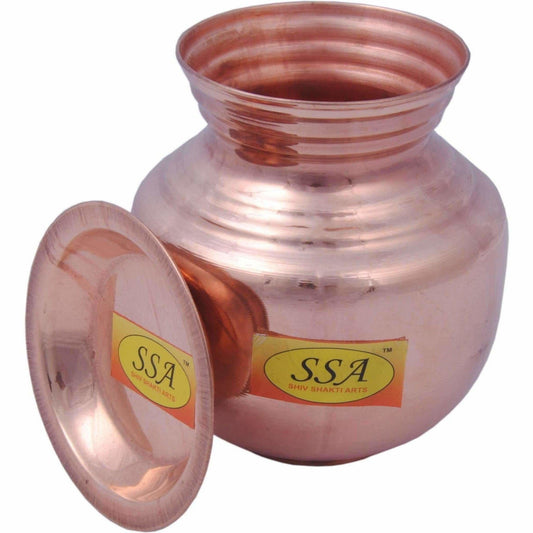 Handmade Pure Copper Kalash Lota With Lid Copper Kalash  (Height: 6.5 inch, Brown) - Grab2buy