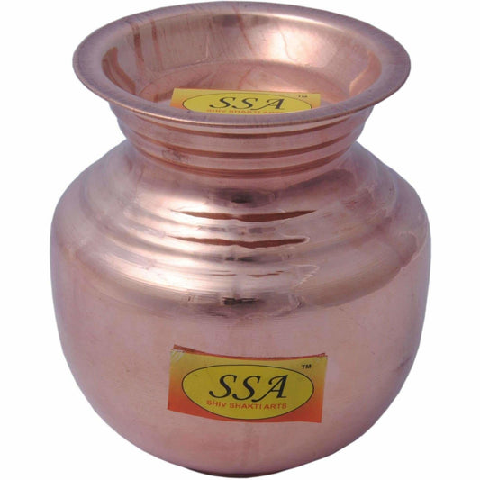 Handmade Pure Copper Kalash Lota With Lid Copper Kalash  (Height: 6.5 inch, Brown) - Grab2buy