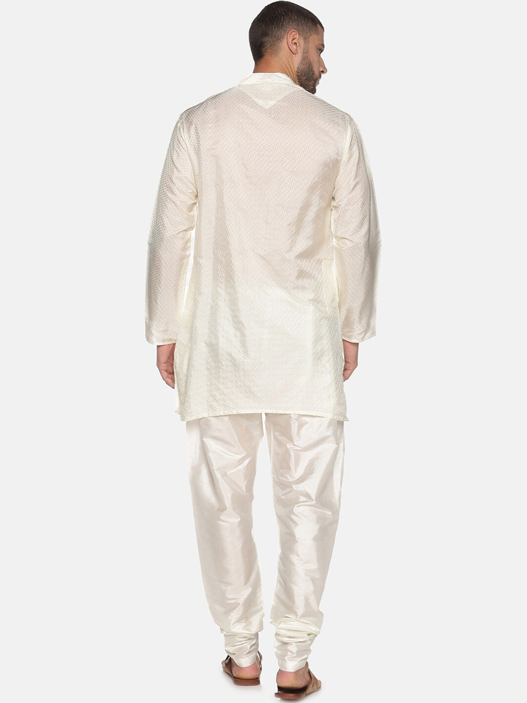Sethukrishna Mens Off-White Kurta with Pyjamas