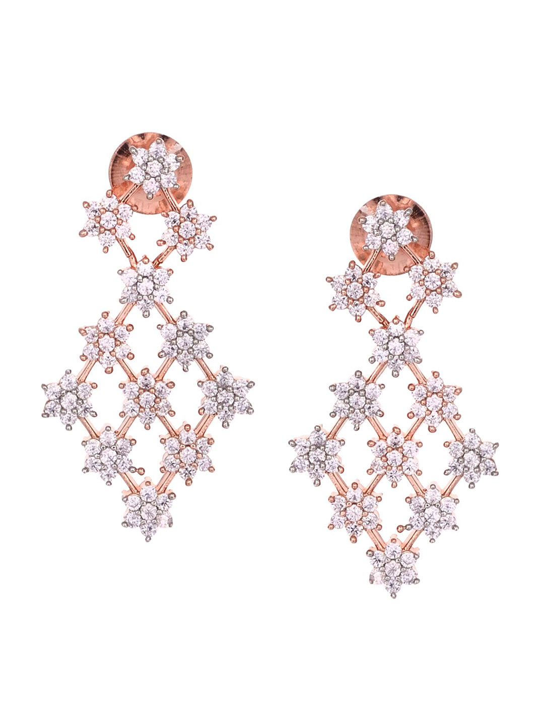 Saraf RS Jewellery White Rose Gold-Plated AD Studded Necklace Jewellery Set - Grab2buy