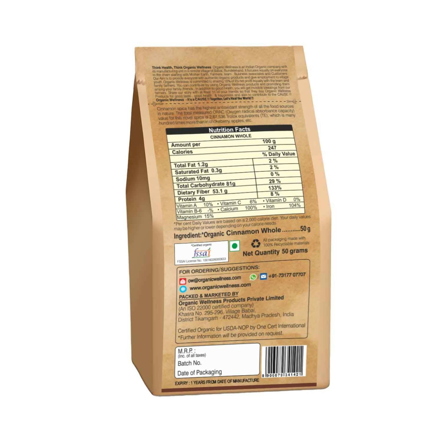 Organic Wellness Cinnamon Whole - Grab2buy