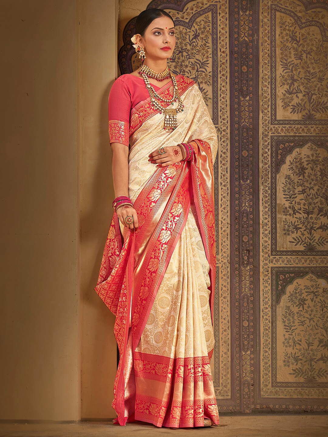 Saree Mall Woven Design Zari Kanjeevaram Traditional Sarees
