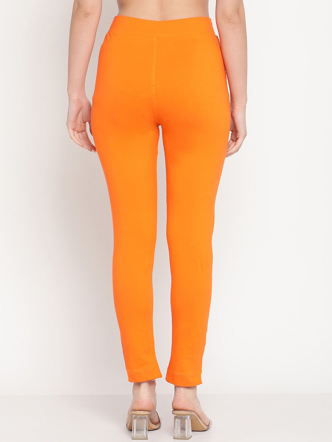 TAG 7 Set Of 2 Beige & Orange Solid Leggings