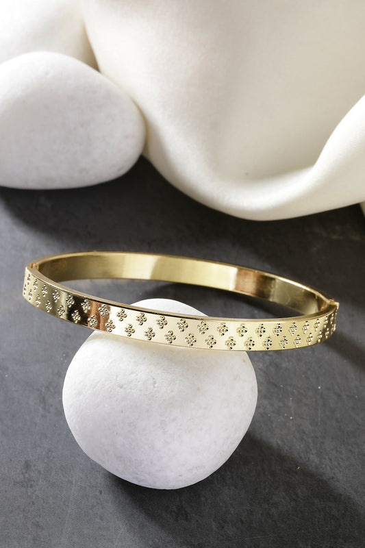 NVR Men's Gold-Plated Stainless Steel Kada Bracelet - Grab2buy