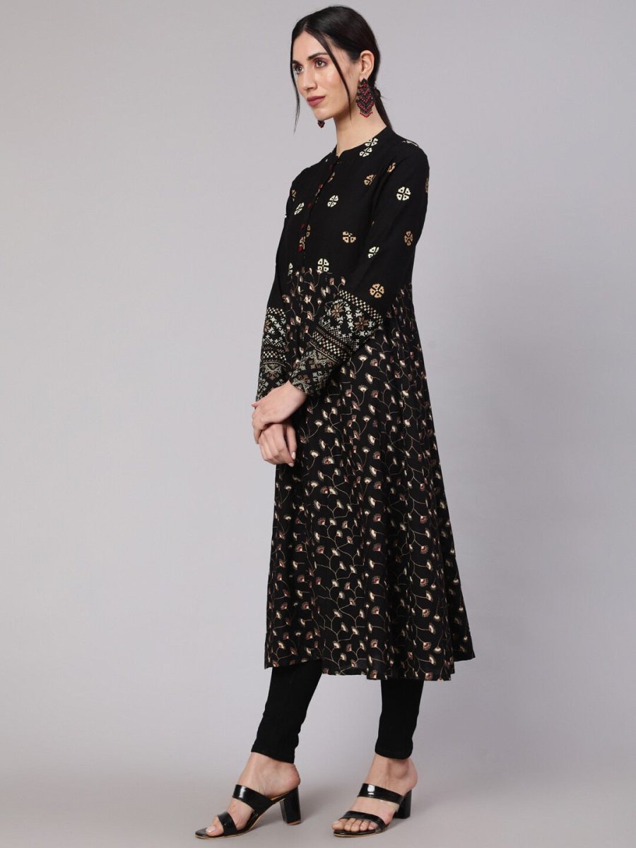 Aks Floral Printed Anarkali Kurta