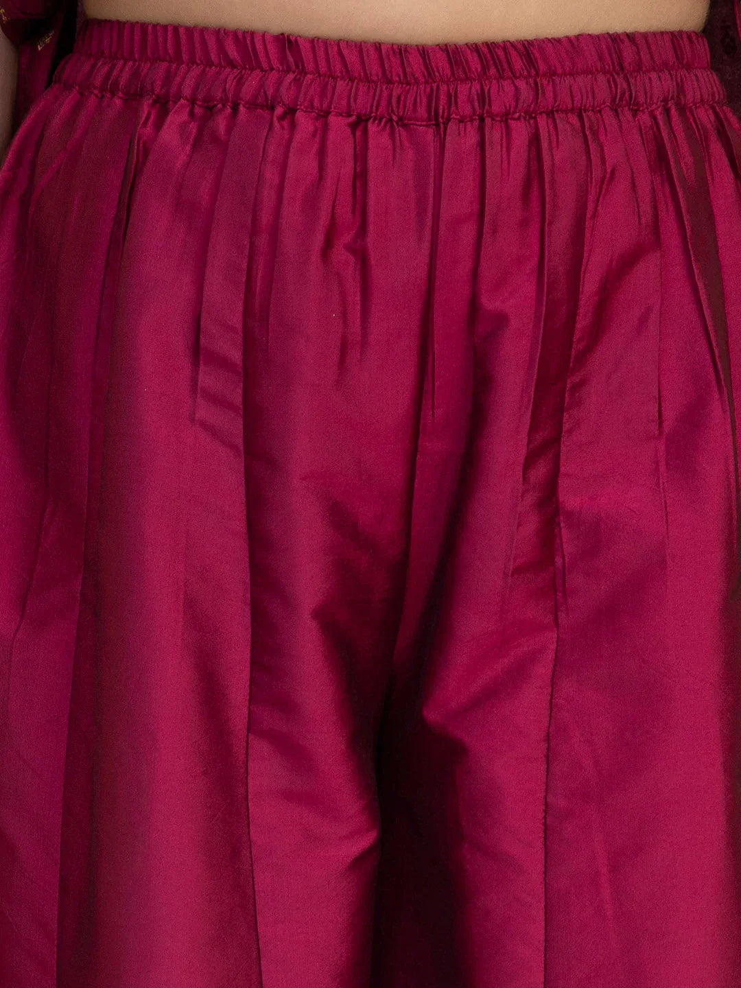 NOZ2TOZ Burgundy Embroidered Kurta with Sharara & With Dupatta For Girls 