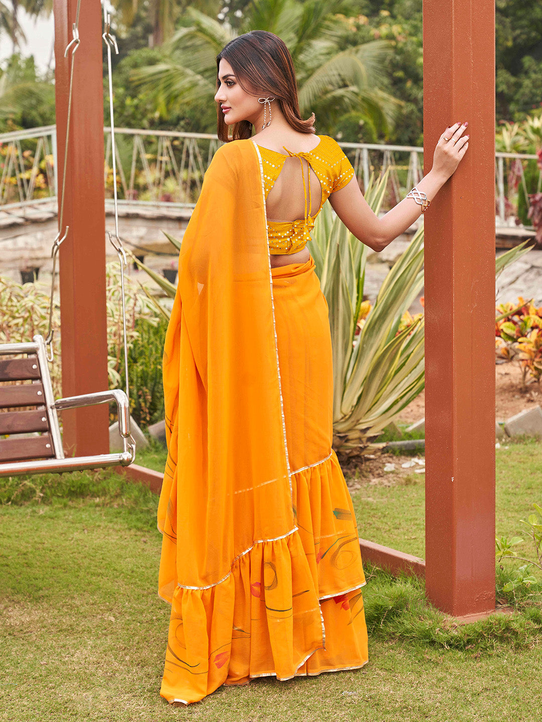 Tikhi Imli Mustard Yellow Gotta Patti Ruffles Grab2Buy 