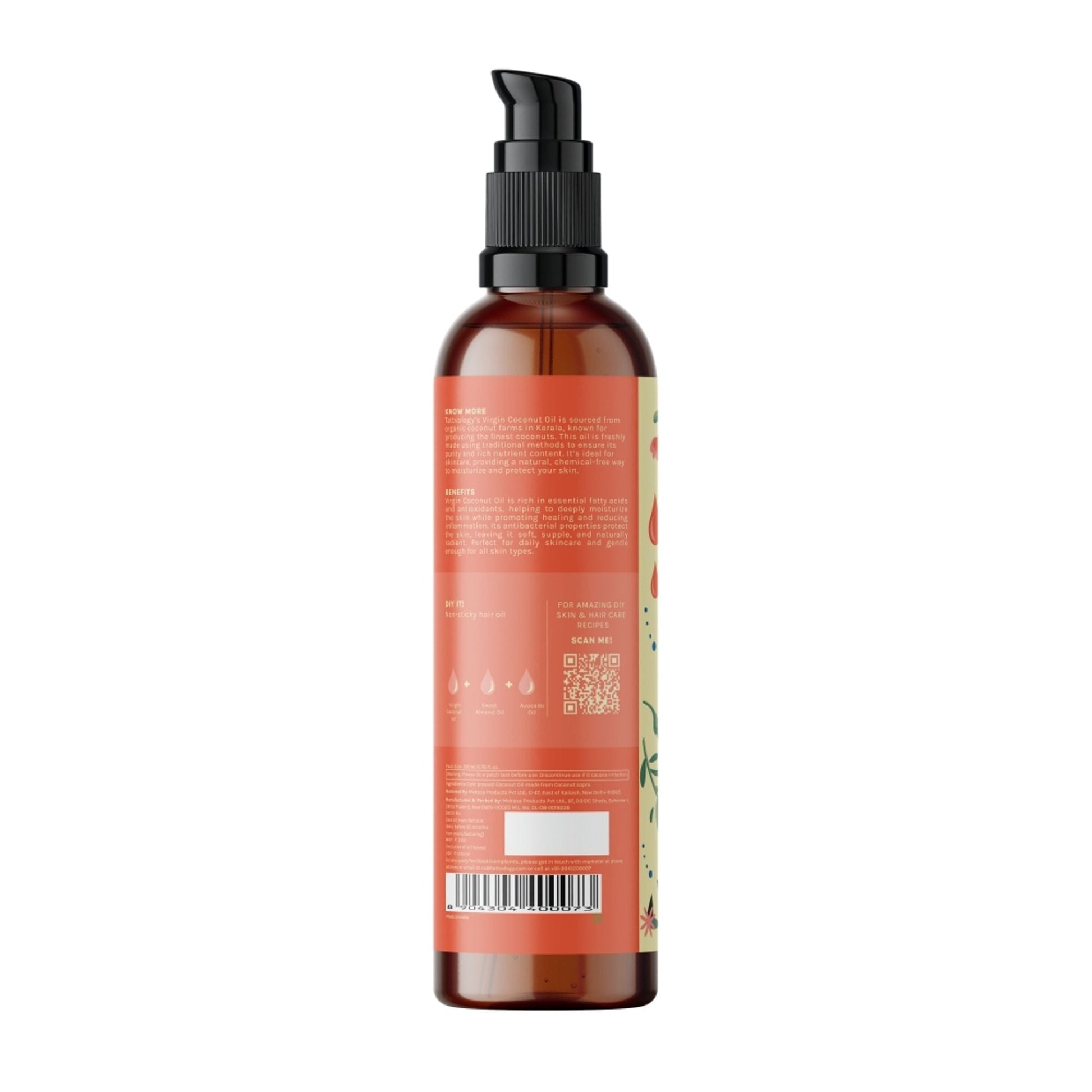 Tattvalogy Virgin Coconut Oil - Organic, Lightweight, Deep Moisturizer for Skin & Healthy Hair Care