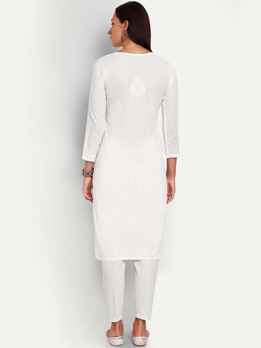 ADA Floral Embroidered Chikankari Kurta 