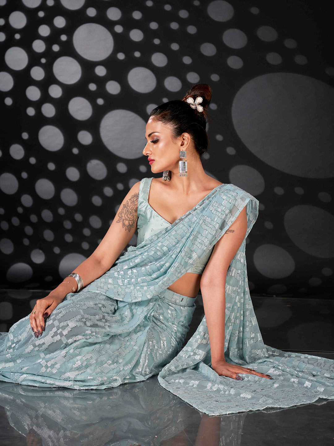 Tikhi Imli Blue Woven Design Ready to Wear Grab2Buy 