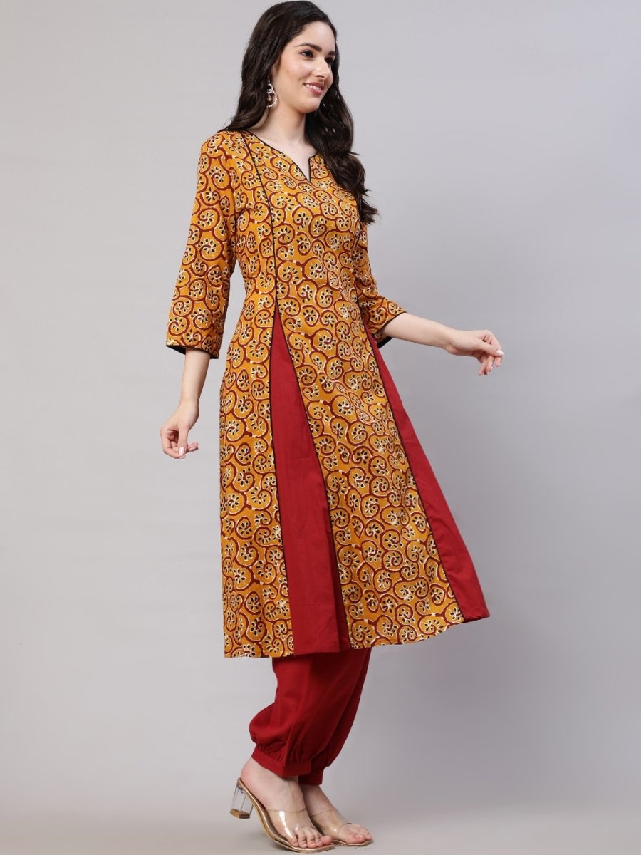 Aks Ethnic Motifs Printed Regular Pure Cotton Kurta With Salwar