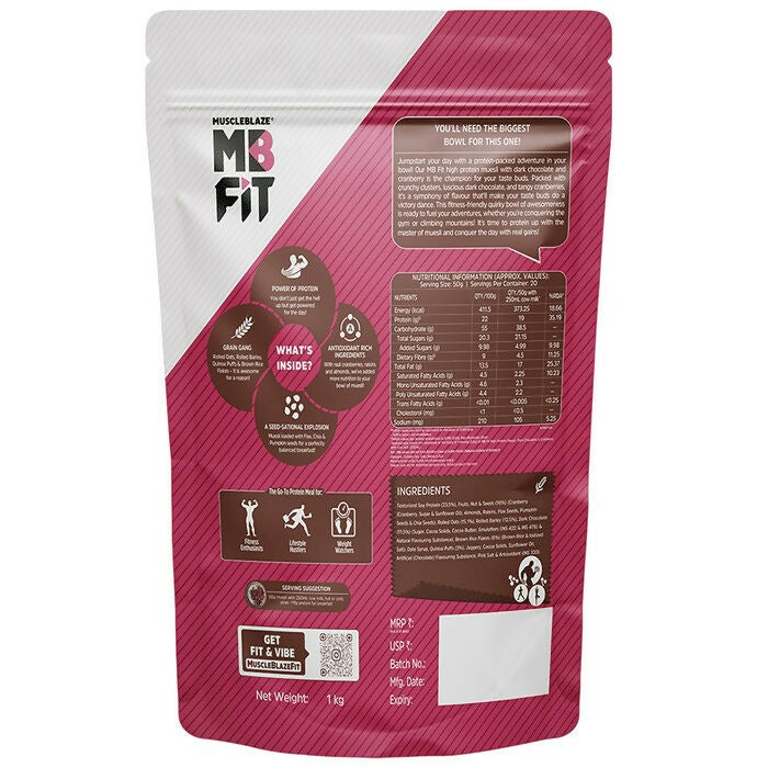 MuscleBlaze Fit High Protein Muesli - Dark Chocolate & Cranberry - Grab2buy