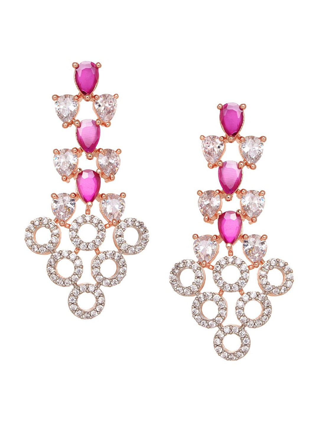 Saraf RS Jewellery Rose Gold-Plated Red AD-Studded Jewellery Set - Grab2buy