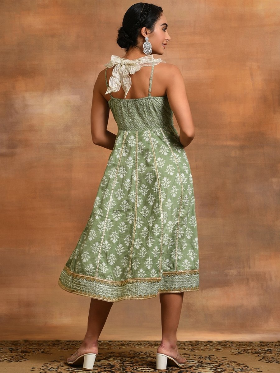 Aks Ethnic Motifs Printed Gotta Patti Pure Cotton Anarkali Kurta