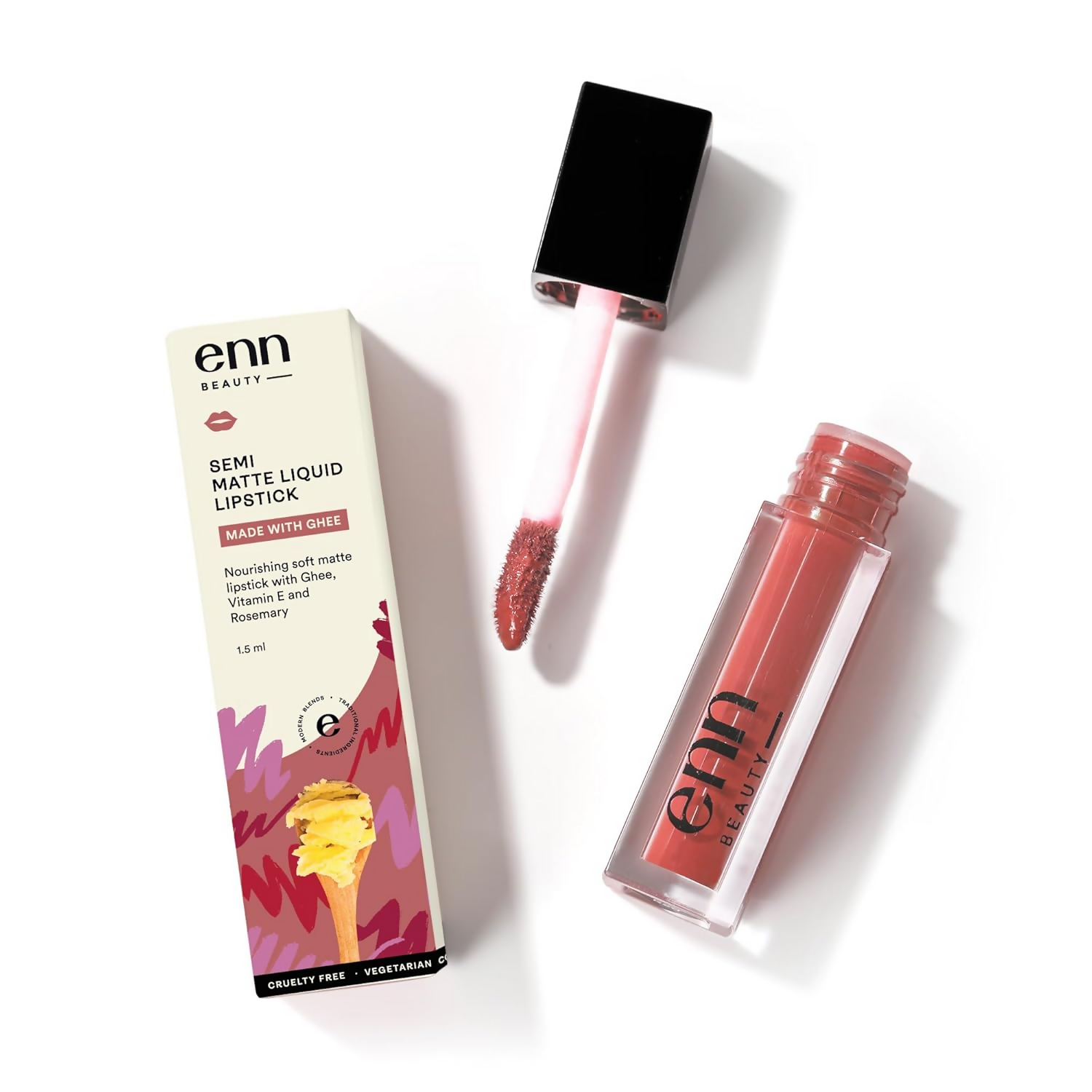 Enn Semi Matte Red Liquid Lipstick - Dusty Mauve 