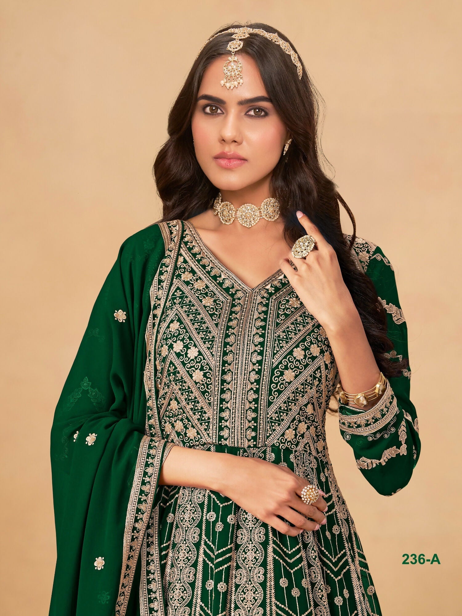 Anaita Green Faux Georgette Stitched Anarkali Suit with Heavy Embroidery Work