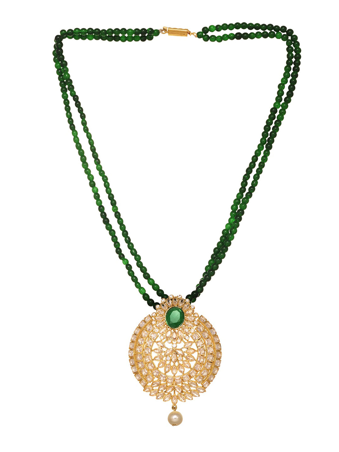 Saraf RS Jewellery GoldPlated Polki Studded With Beads Handcrafted Jewellery Set - Grab2buy