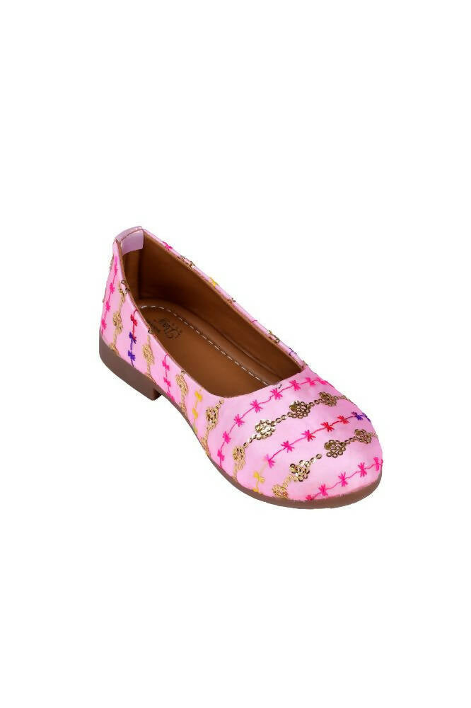 Tiny Bugs Girls Embroidered Ethnic Ballerinas-Pink  Grab2Buy Tiny Bugs Grab2Buy