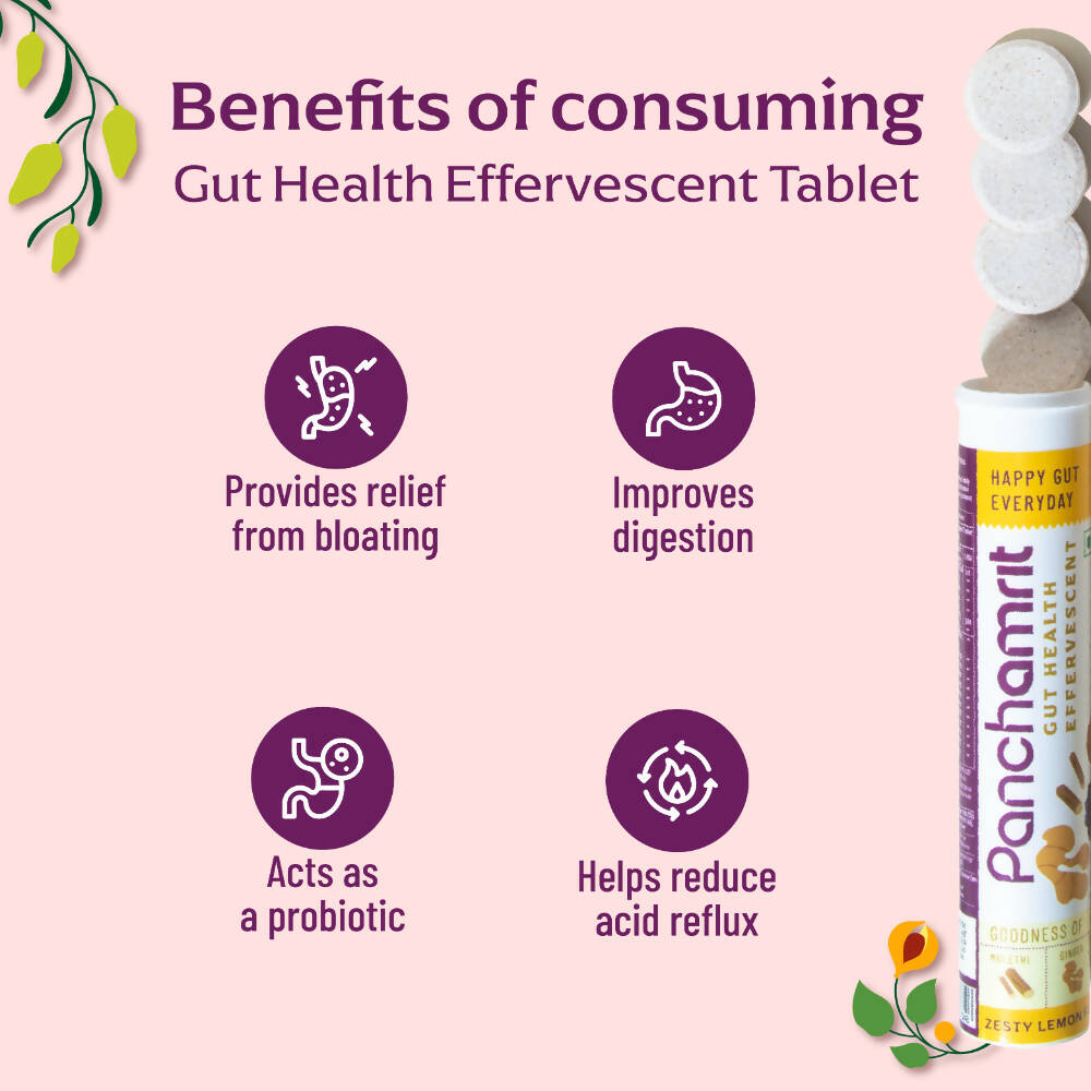Panchamrit Gut Health Effervescent Tablets-Zest Lemon Flavor - Grab2buy
