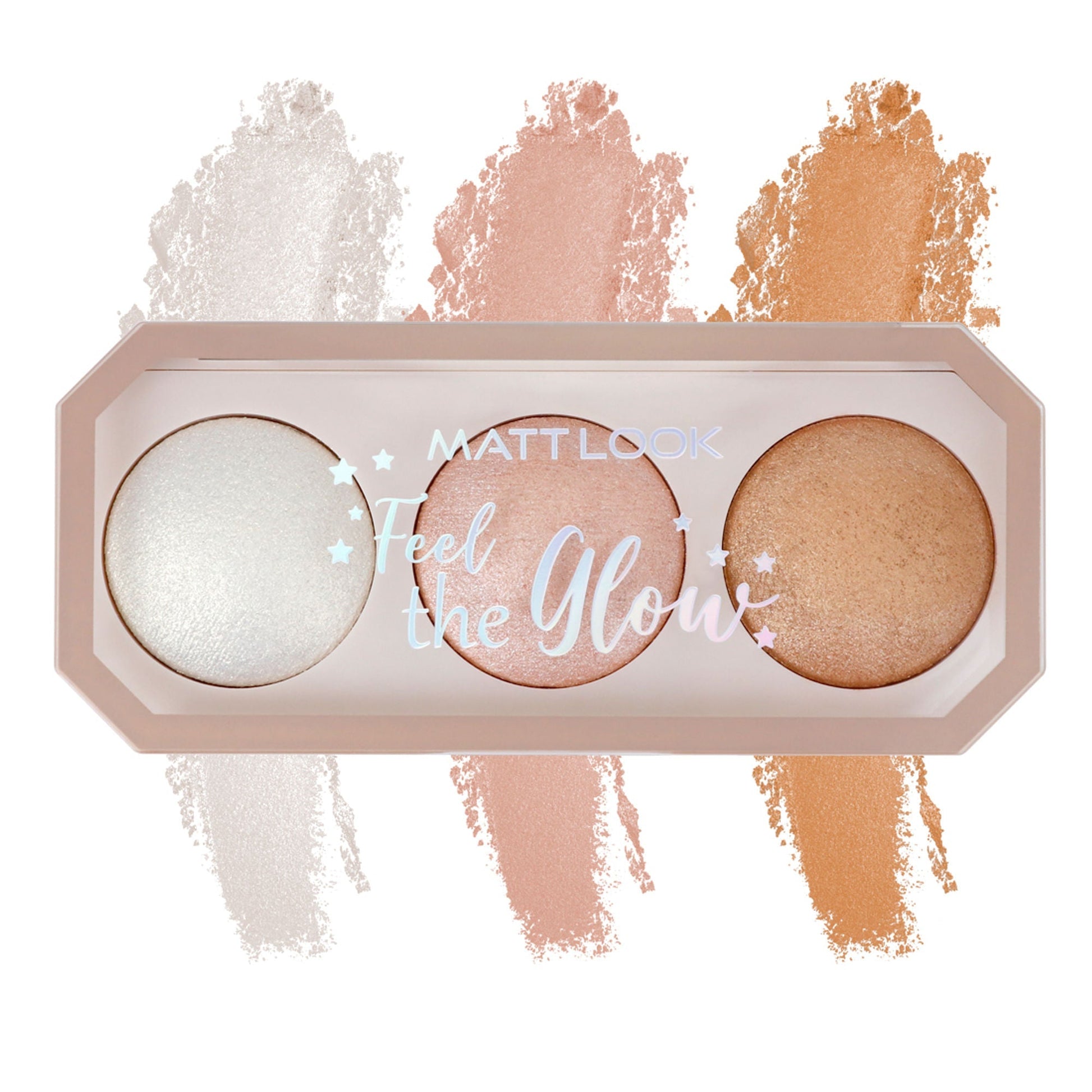 Matt Look Feel The Glow Baked Shimmer Highlighter Trio Palette - 01 Light House 