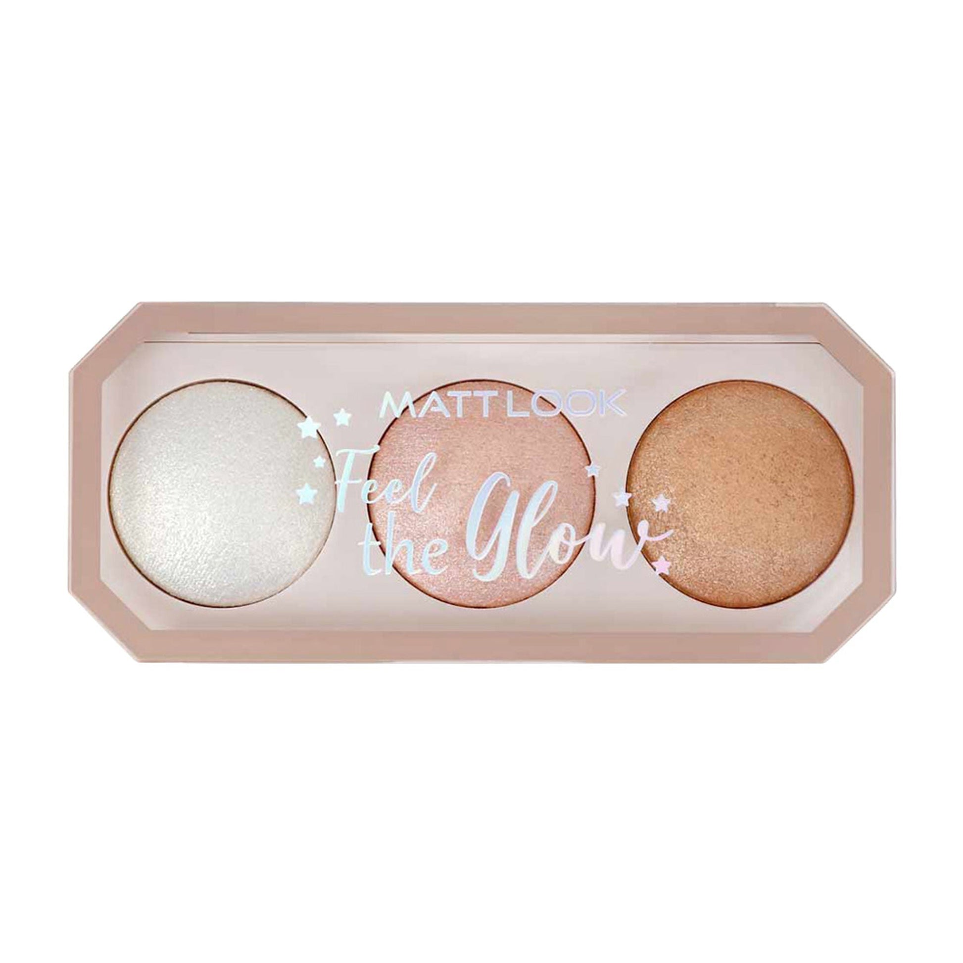Matt Look Feel The Glow Baked Shimmer Highlighter Trio Palette - 01 Light House 