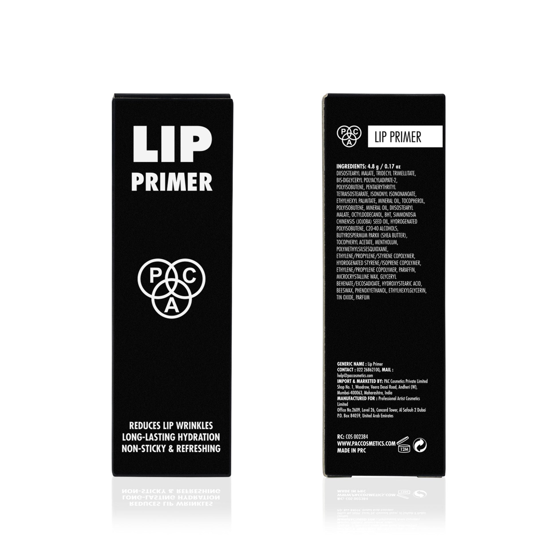 PAC Studio Lip Primer - Infused with Jojoba Oil, Hydrates & Locks Moisture, Prevents Fading, Transparent