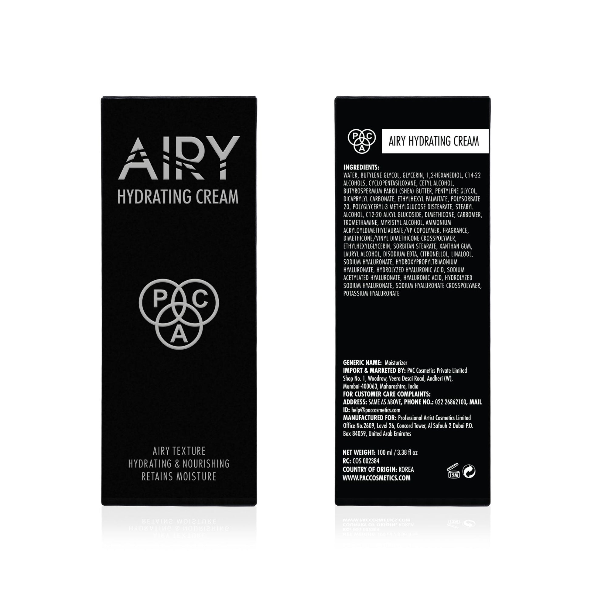PAC Studio Airy Hydrating Cream - Ultra Lightweight, Non-Greasy Formula, Absorbs Fast & Deeply Hydrates