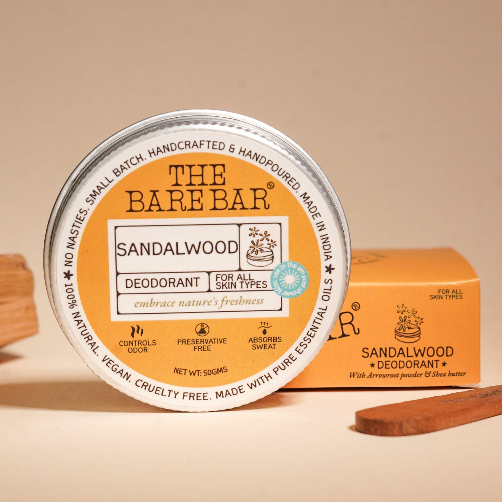 The Bare Bar Sandalwood Pushup Deodorant - Woody Stick Deo For Odor Control, Easy Travel Use  Grab2Buy The Bare Bar Grab2Buy