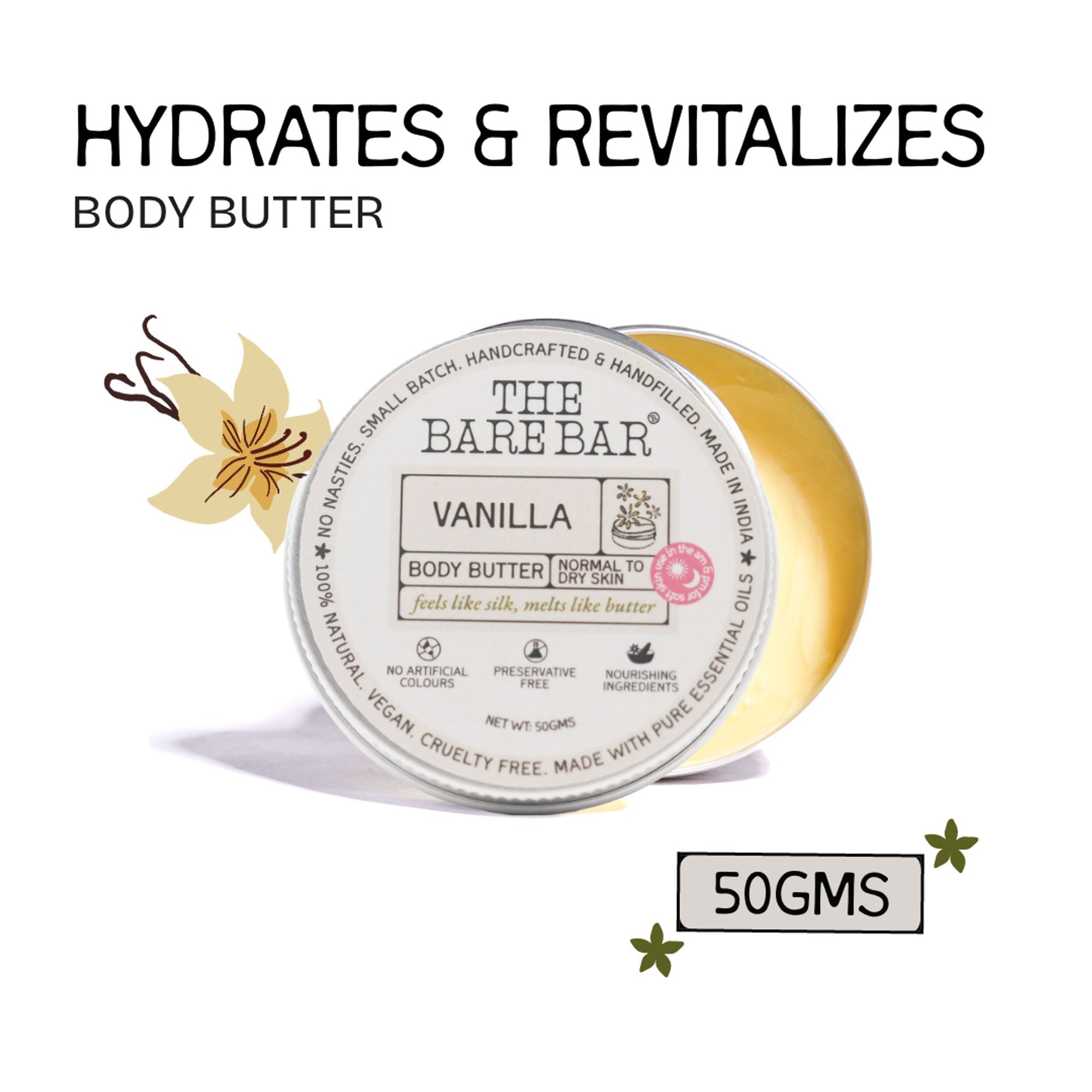 The Bare Bar Vanilla Body Butter - Deeply Moisturizing Vanilla Cream With Natural Butters  Grab2Buy The Bare Bar Grab2Buy