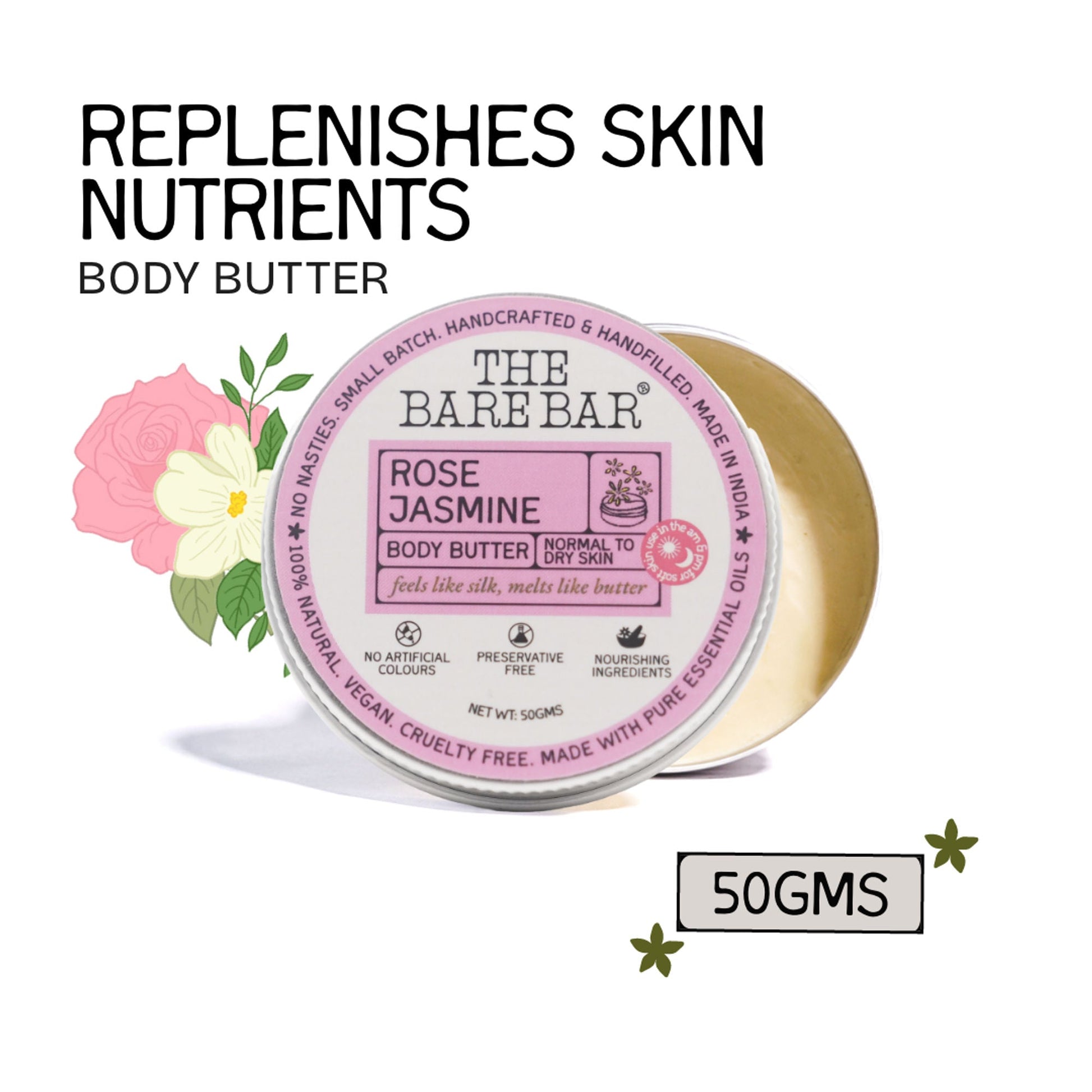 The Bare Bar Rose Jasmine Body Butter - Floral Butter Blend For Soft, Hydrated Skin  Grab2Buy The Bare Bar Grab2Buy