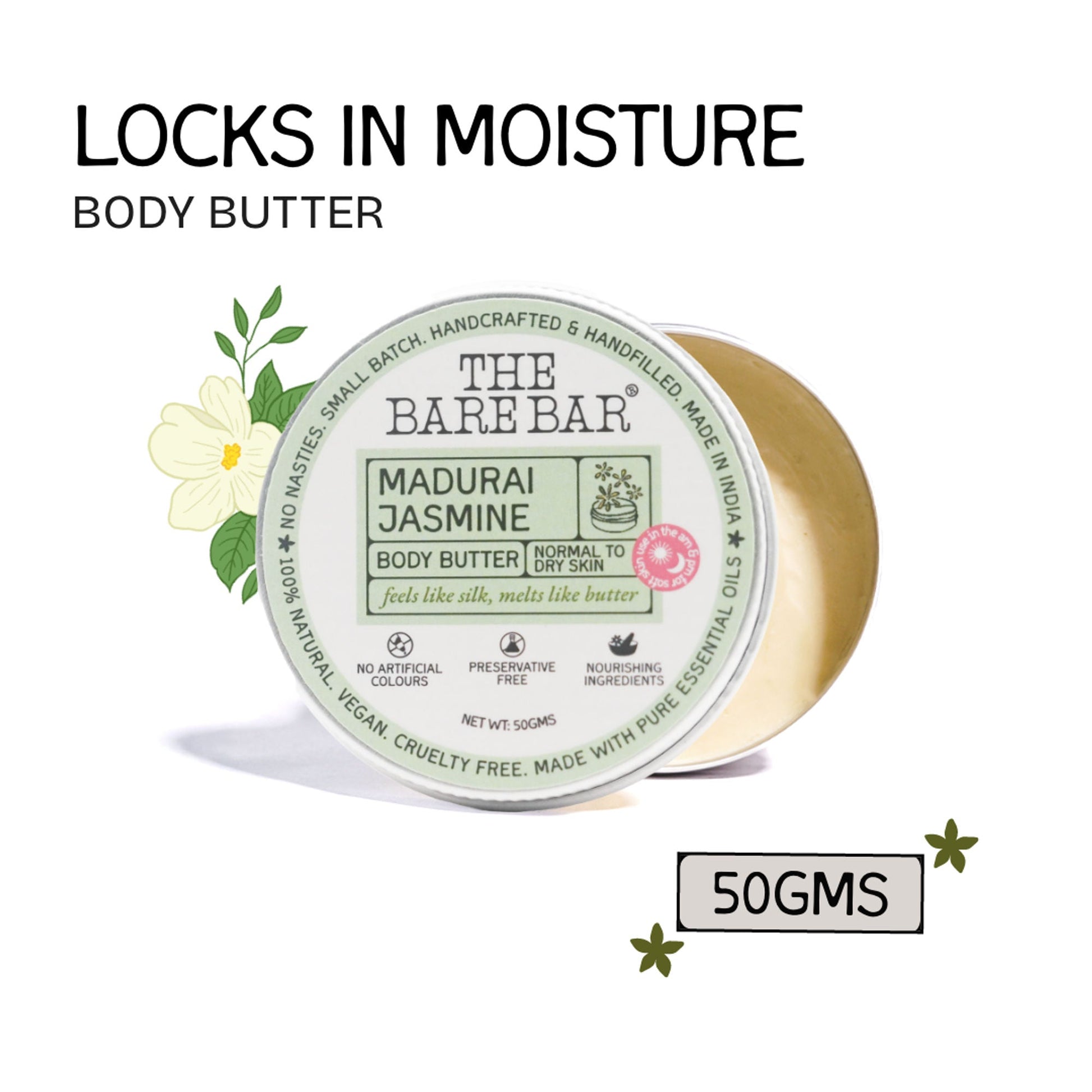 The Bare Bar Madurai Jasmine Body Butter - Floral Moisturizer For Smooth, Radiant Skin  Grab2Buy The Bare Bar Grab2Buy
