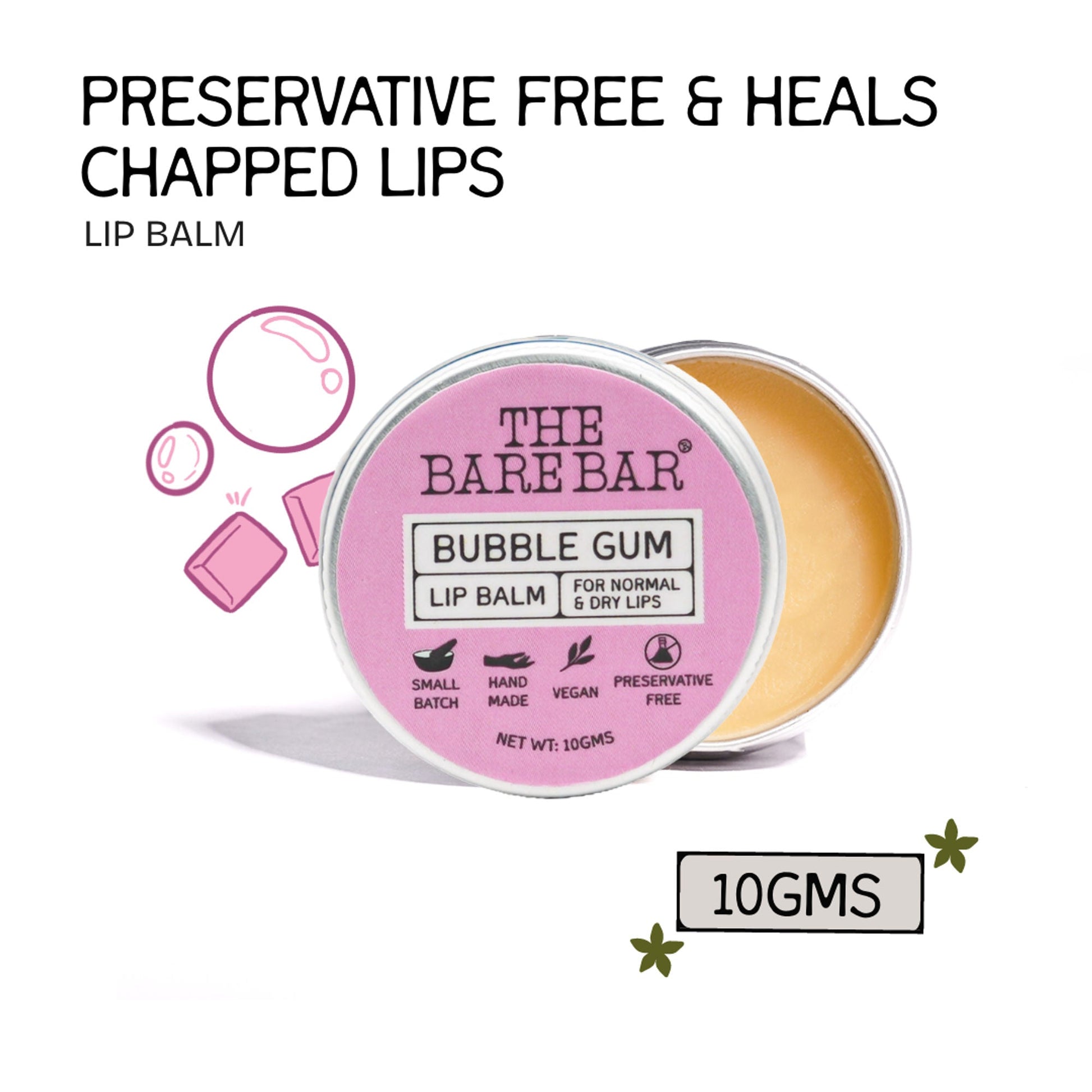 The Bare Bar Berry Blast Lip Balm - Buttery Moisture For Pigmented, Dry Lips - Bubble Gum  Grab2Buy The Bare Bar Grab2Buy