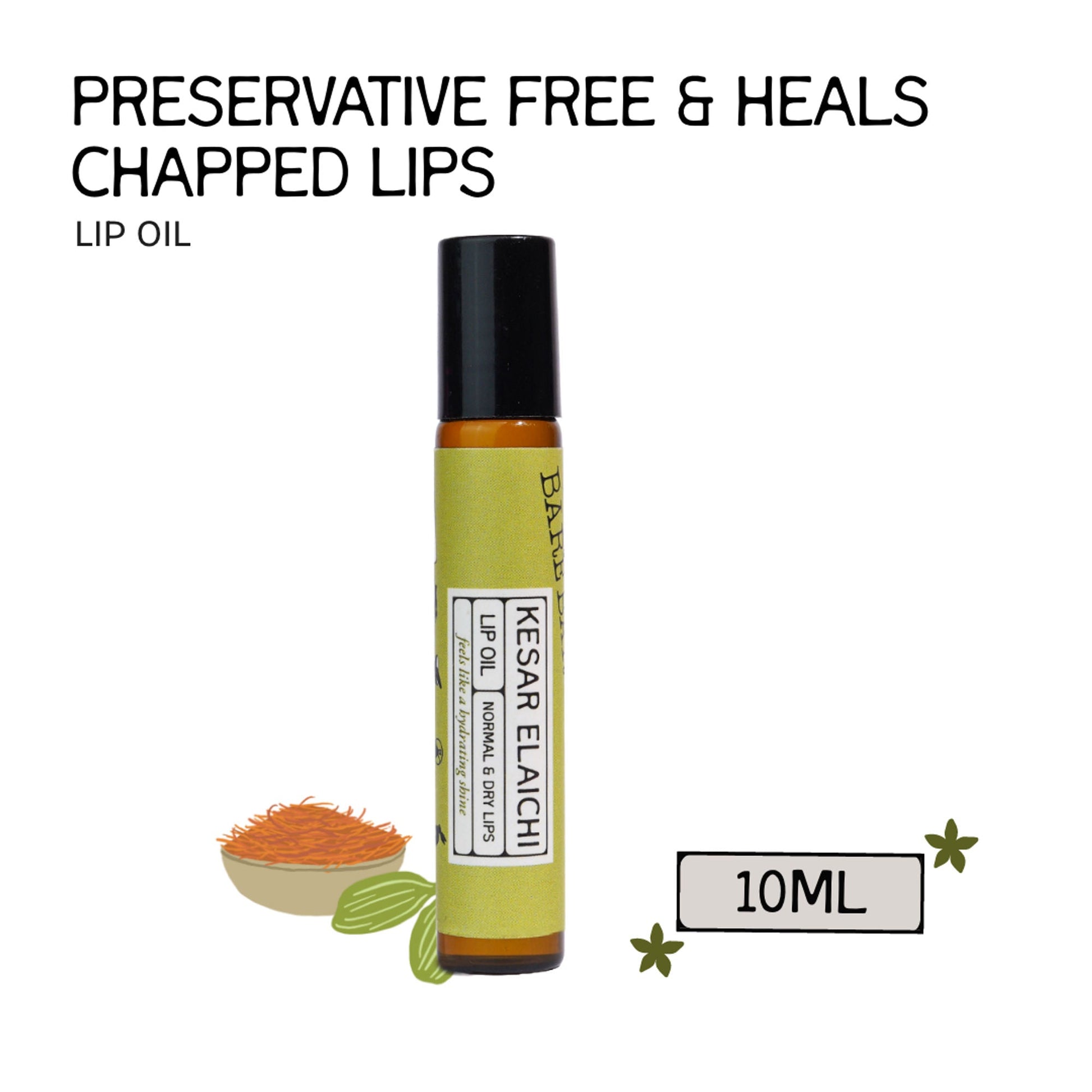 The Bare Bar Kesar Elaichi Lip Oil - Rich Oils For Pigmentation & Lip Healing  Grab2Buy The Bare Bar Grab2Buy