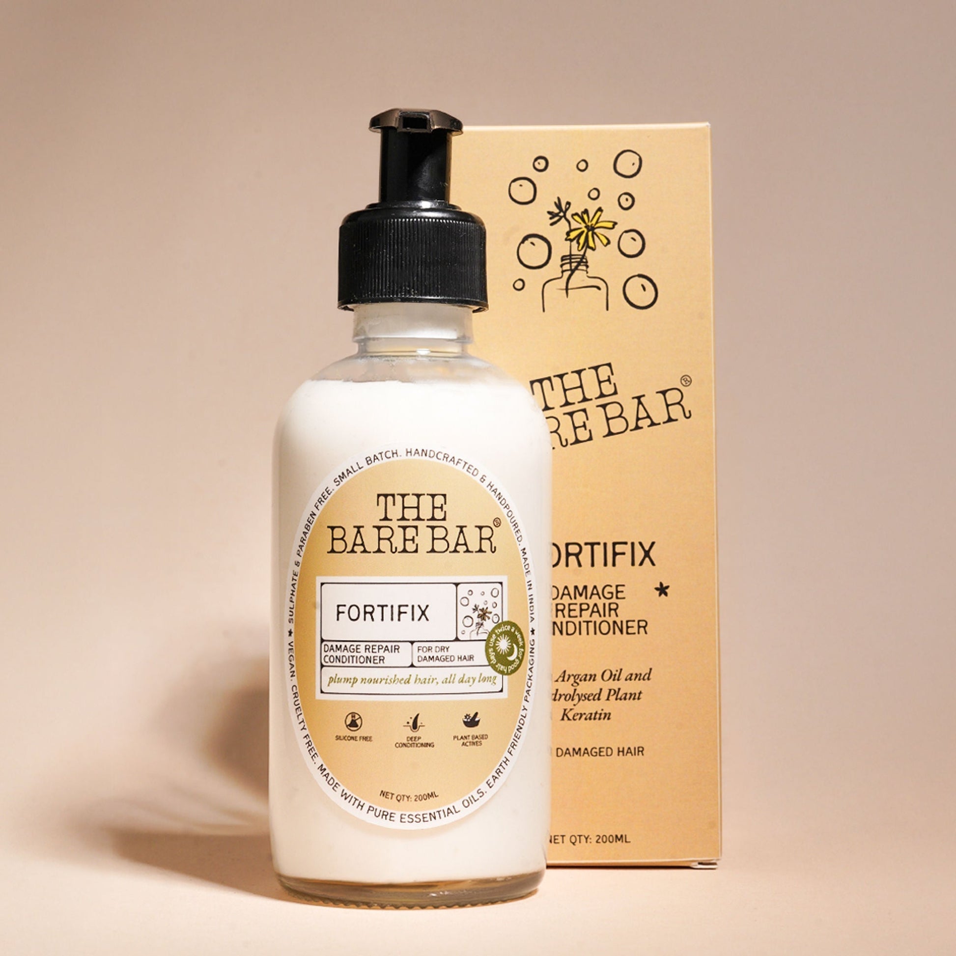 The Bare Bar Fortifix Conditioner - Repairs Frizz, Softens & Strengthens Dry, Damaged Hair  Grab2Buy The Bare Bar Grab2Buy