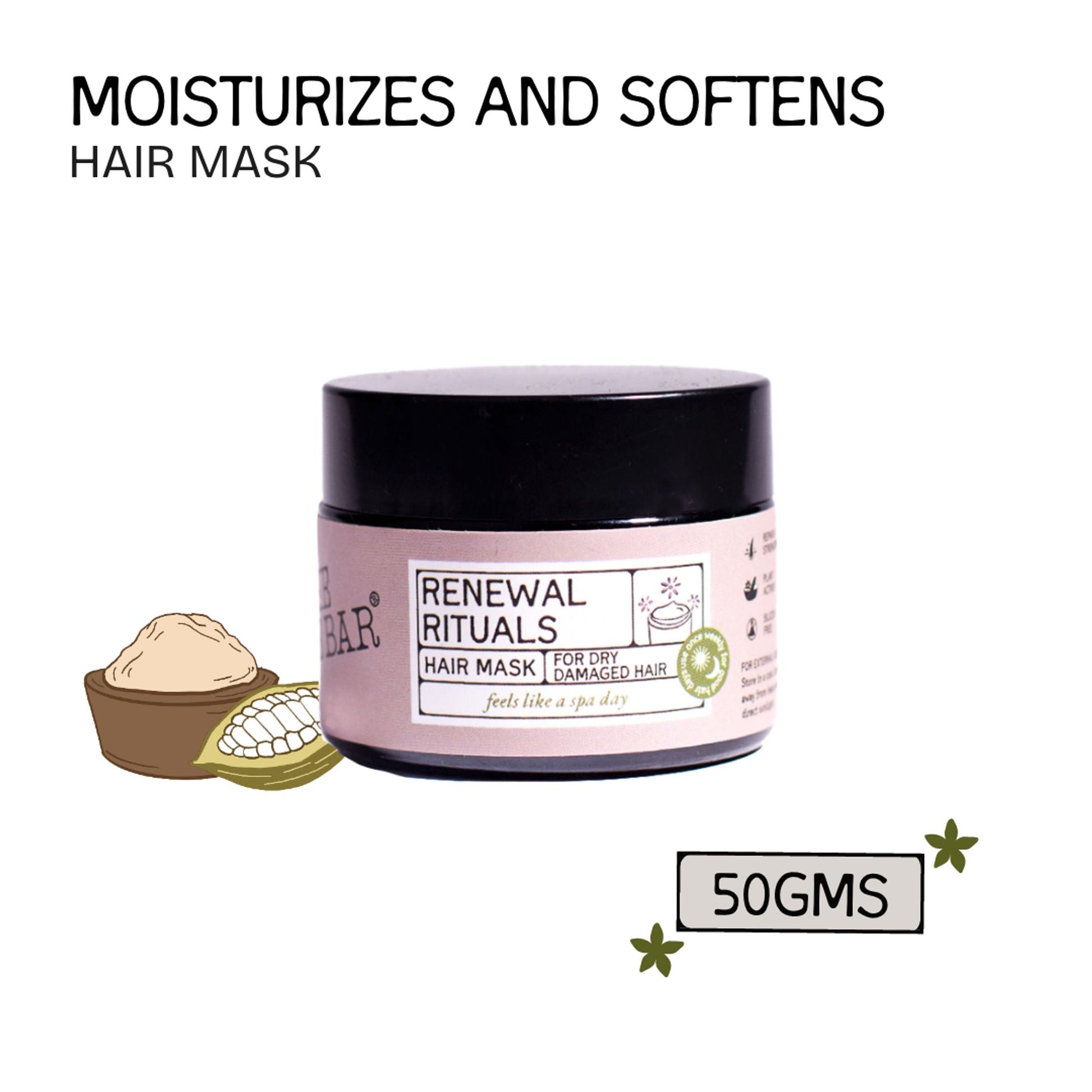 The Bare Bar Renewal Rituals Hair Mask - Deeply Hydrates & Repairs Dry, Damaged Hair Naturally  Grab2Buy The Bare Bar Grab2Buy