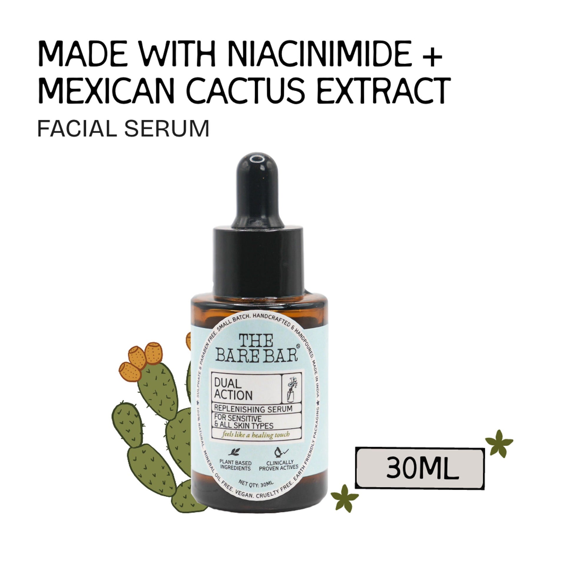 The Bare Bar Dual Action Serum With Cactus & Niacinamide  Grab2Buy The Bare Bar Grab2Buy
