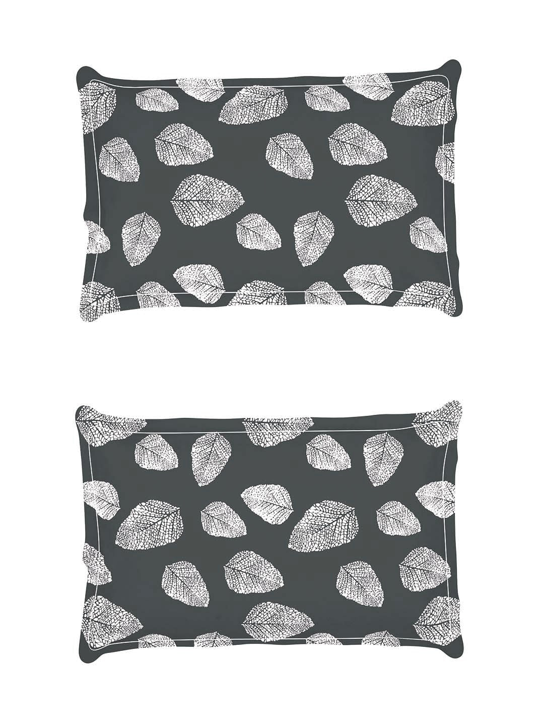 Story@home Arena Grey & White Floral Printed 180 TC Bedsheet & Pillow Covers 