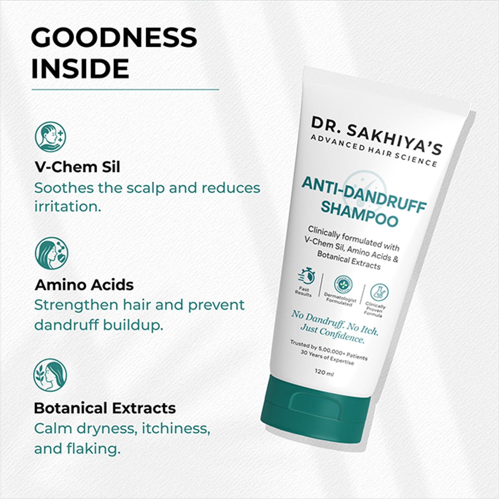 Dr.Sakhiya Anti-Dandruff Shampoo, Itchy Scalp Relief For Men & Women
