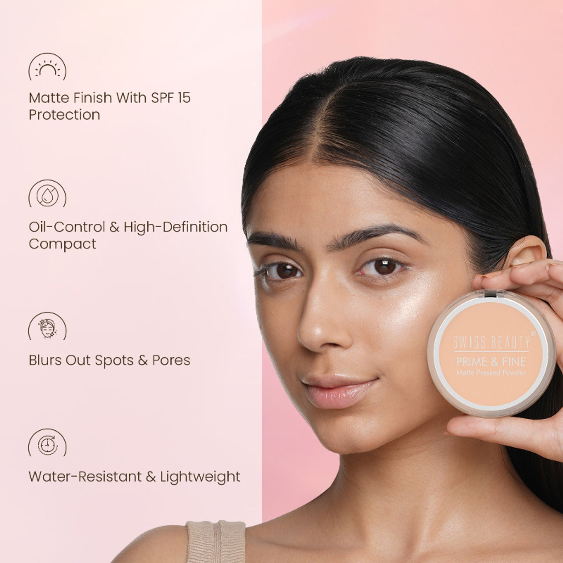 Swiss Beauty Prime & Fine Matte Pressed Powder - 1 Classic Ivory