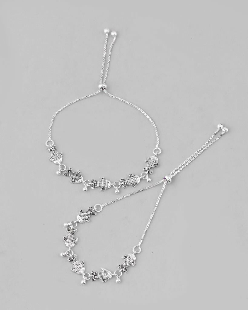 VOJ Set of 2 Traditional Fish Shapped Designer Anklet 