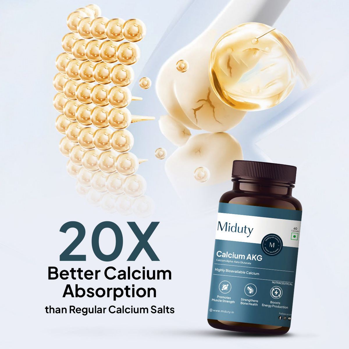 Miduty by Palak Notes Calcium Alpha-Ketoglutarate (AKG) Capsules 