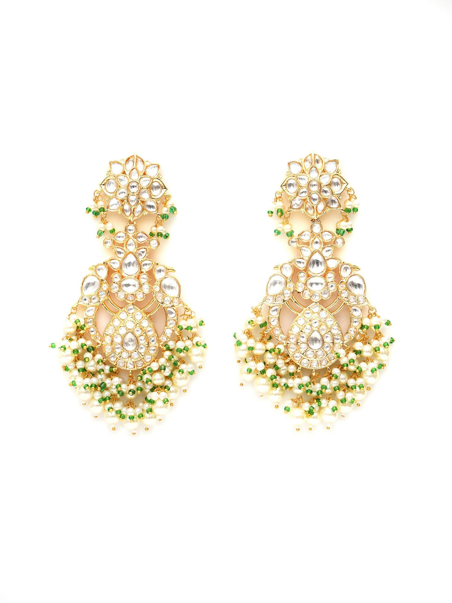 Kundan Chand Earrings (Gold) - Ruby Raang - Grab2buy