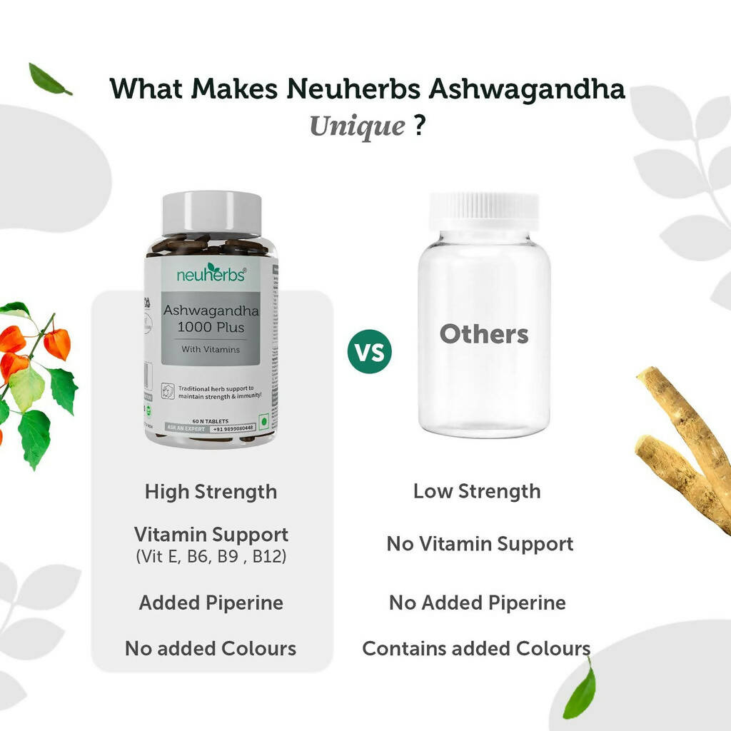 Neuherbs Ashwagandha 1000 Plus Tablets with Vitamins 