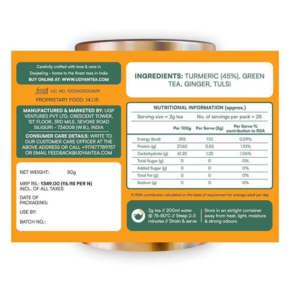Udyan Tea Turmeric Spice Green Tea  Grab2Buy Udyan Tea Grab2Buy