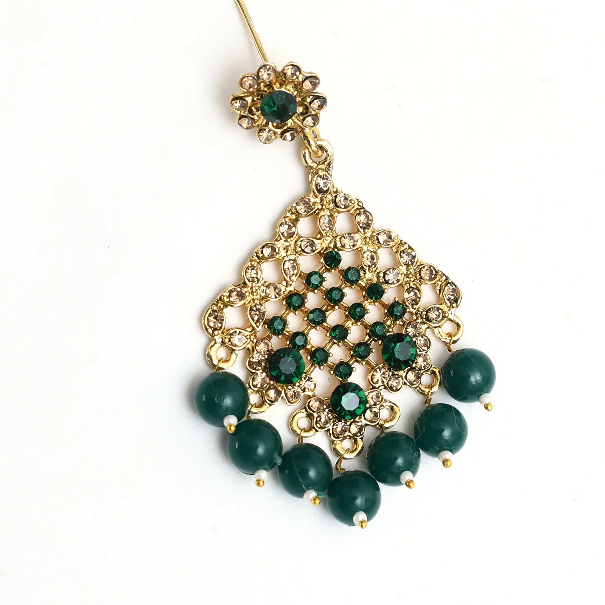 Mominos Fashion Johar Kamal Traditional Rajwadi Design Heavy Golden/Green Color Necklace Set - Grab2buy