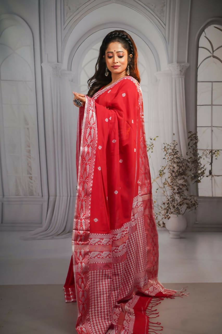 Exclusive Collection Beautiful Pure Cotton Hand Weaving Handloom Grab2Buy With Running Blouse Piece 