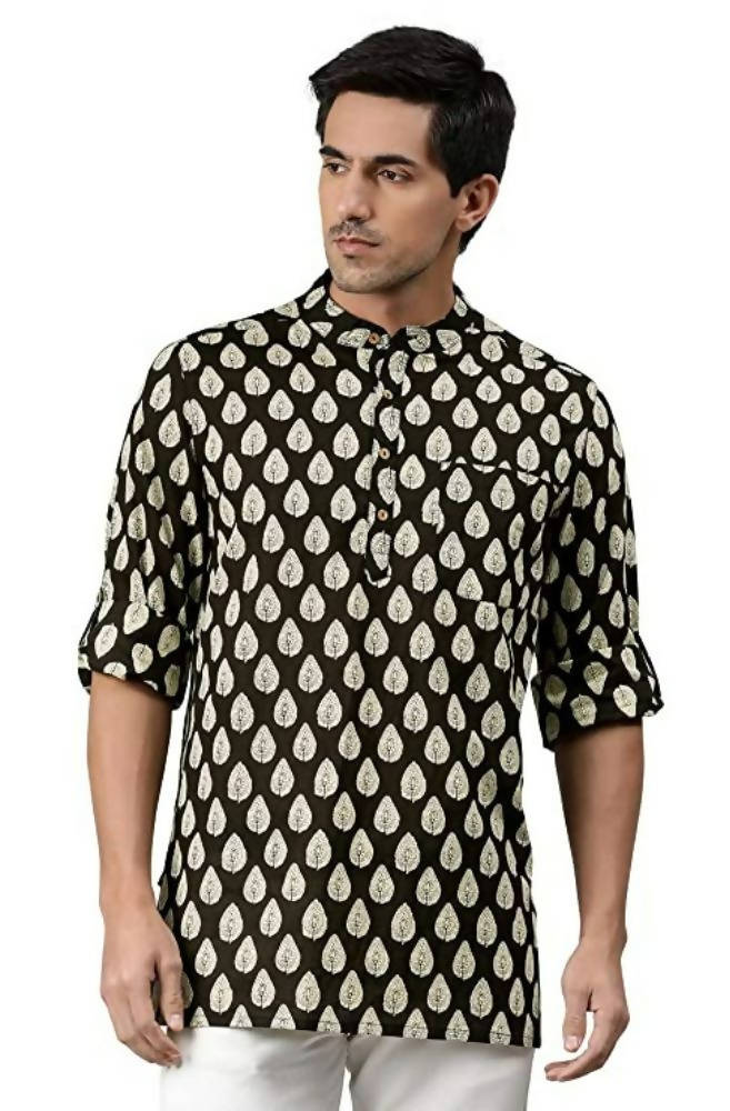 Janasya Men's Black Cotton Kurta