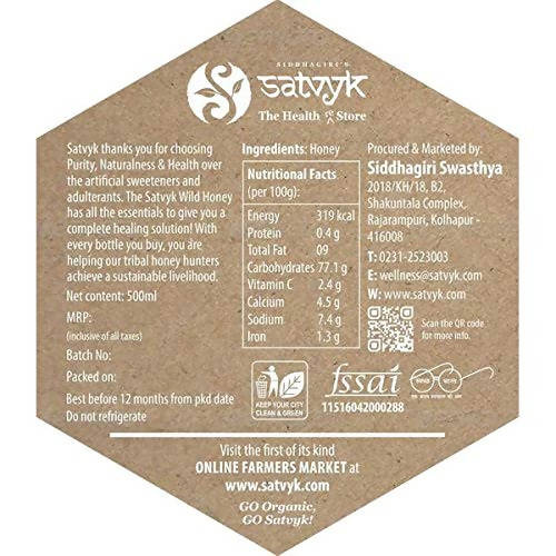 Siddhagiri's Satvyk Organic Wild Honey Unprocessed Natural Raw 