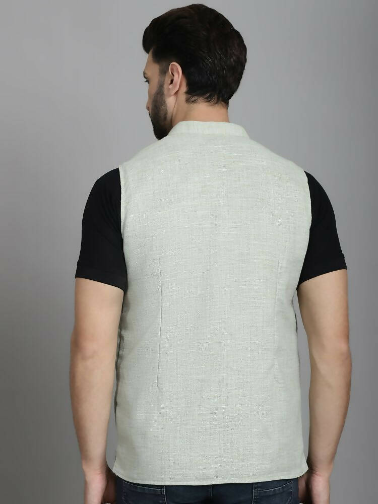 Even Apparels Nehru Jacket With Welt Pockets - Green 