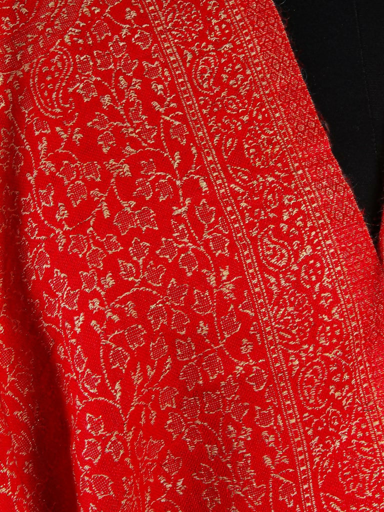 Weaving Mystery Handloom Pashmina Shawl-Kaani Zari - Red  Grab2Buy Weaving Mystery Grab2Buy